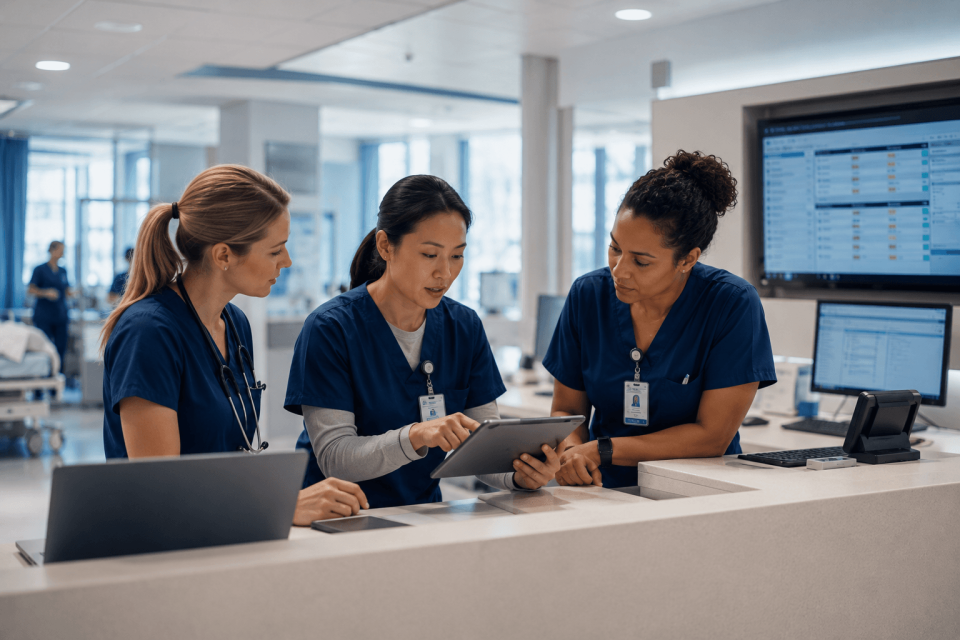 Shift change nurses
